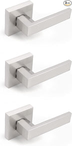 Gobrico 3 Pack One-Side Dummy Door Locks Satin Nickel Finished,for Left/Right Handed Doors