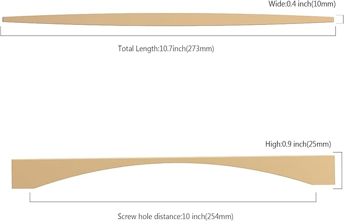 Asidrama 10 Pack 10 Inch(254mm) Brushed Brass Kitchen Cabinet Handles, Cabinet Pulls Kitchen Cabinet Hardware for Cupboard Drawer Pulls