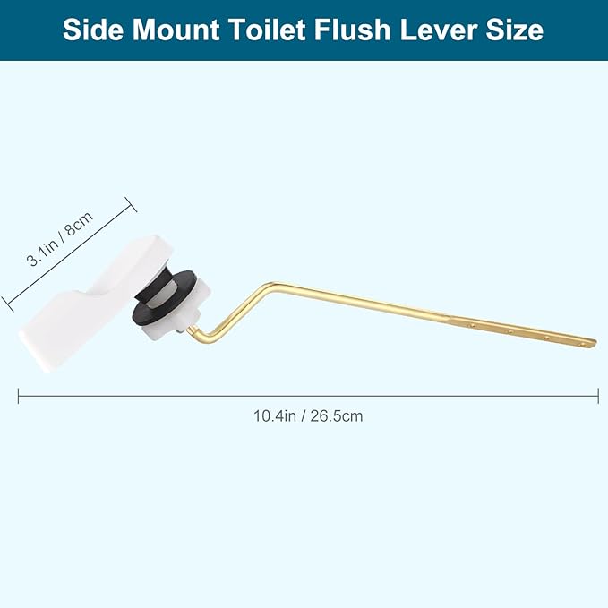 Universal Side Mount Metal Toilet Handle Replacement Kit Compatible with American Standard/Mansfield/Gerber/TOTO/Kohler Toilet, Toilet Tank Flusher Lever with Flapper Chain, White