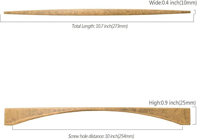 Asidrama 10 Pack 10 Inch(254mm) Antique Brass Kitchen Cabinet Handles, Cabinet Pulls Kitchen Cabinet Hardware for Cupboard Drawer Pulls