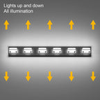 Ralbay Modern Black Bathroom Light Fixtures 6 Lights Up and Down Modern LED Bathroom Vanity Lights Over Mirror Acrylic Rotatable Matte Black Bath Wall Lighting