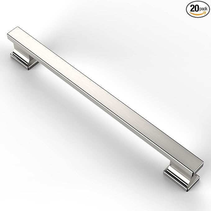Asidrama 20 Pack 7.5 Inch(192mm) Brushed Satin Nickel Kitchen Cabinet Handles, Cabinet Pulls Kitchen Cabinet Hardware for Cupboard Drawer Pulls