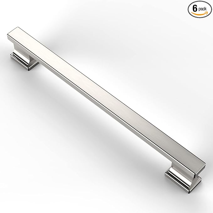 Asidrama 6 Pack 6.3 Inch(160mm) Brushed Satin Nickel Kitchen Cabinet Handles, Cabinet Pulls Kitchen Cabinet Hardware for Cupboard Drawer Pulls