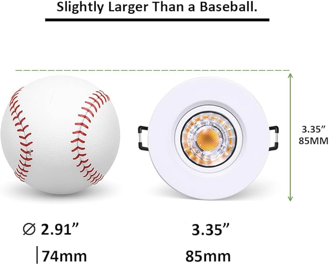 Canless Recessed Gimbal Downlight Rotatable-Spotlight 5 CCT 3 Inch Eyeball Ceilling Potlight, Dimmable Recessed Lights Fixture with Junction Box, 8W CCT Adjustable, White Round Trim, 6 Pack