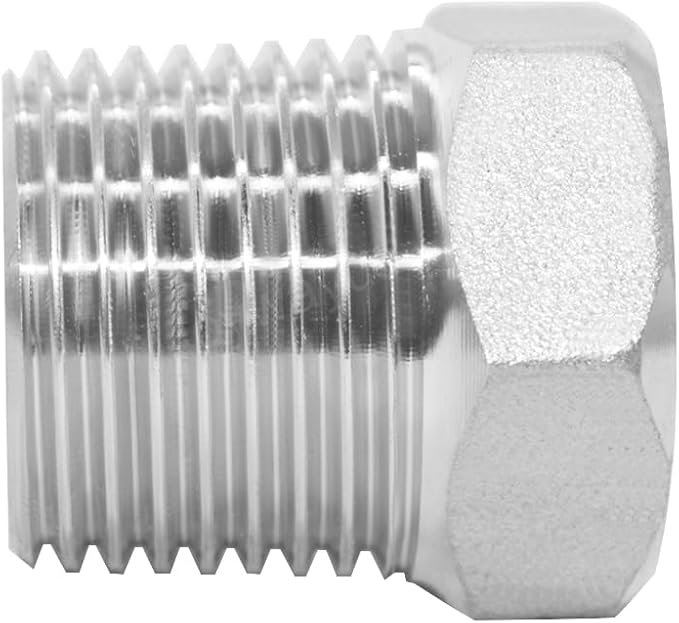 Joywayus Stainless Steel Hex Head Bushing Reducer Pipe Fitting 3/8 NPT Male × 1/4 NPT Female (Pack of 2)