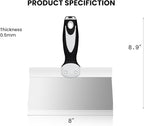 Mister Rui 8" Drywall Taping Knife, Stainless Steel Taping Knife, Plastering Spatula Tools, Plastering Tool, Soft Grip Handle for Drywall Joint Taping