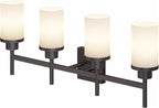 Bathroom Light Fixtures 4-Light Bathrom Vanity Lightings with White Frosted Glass Shade, Oil Rubbed Bronze Wall Lamps Over Mirror T001ORB-L4