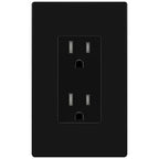 ENERLITES Black Decorator Receptacle with Screwless Wall Plate, Standard Electrical Wall Outlet, 15A 125V, Self-Grounding, 2-Pole, 3-Wire, 5-15R, UL Listed, 61502-TR-BKSID, Tamper Resistant
