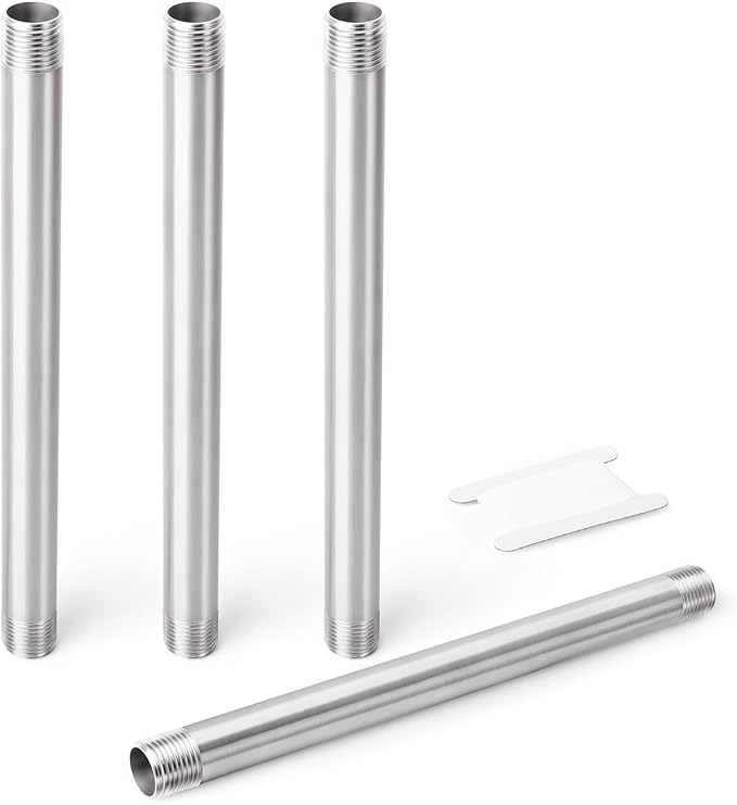 TAISHER 4PCS Stainless Steel Pipe Fittings, 1/4" NPT x 1/4" NPT Male Threaded, 10" Length Nipple Cast Pipe