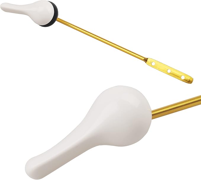 Toilet Handle Replacement Kit, 2-Pack Toilet Lever Flush Handle, Toilet Flusher Handle Lever with Stainless Steel Flapper Chain, Front Mount Toilet Trip Levers Fit for Most Toilet Tanks, White
