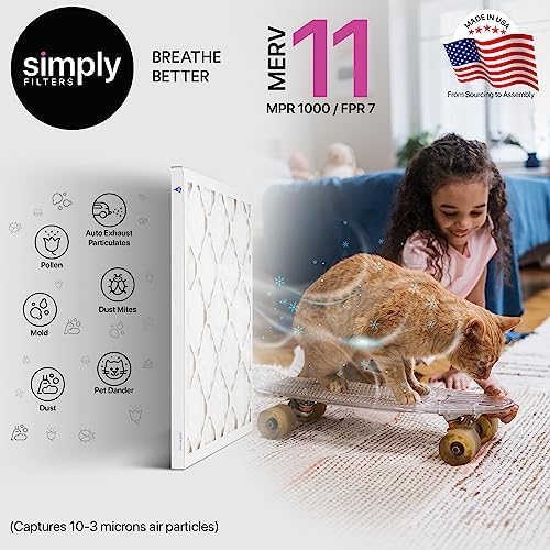 Simply 20x24x1 Air Filter, Merv 11, MPR 1000, 6 Pack, For Home AC Furnace & HVAC (Actual Size: 19.75"x23.75"x0.75") DUST, Pet, & Allergy Control
