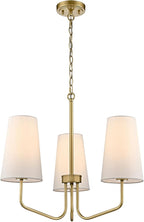 Modern Gold 3-Light Chandelier with Fabric Shade Chandelier E26 Pendant Light for Living Room, Entryway, Living Room,Bedroom Adjustable