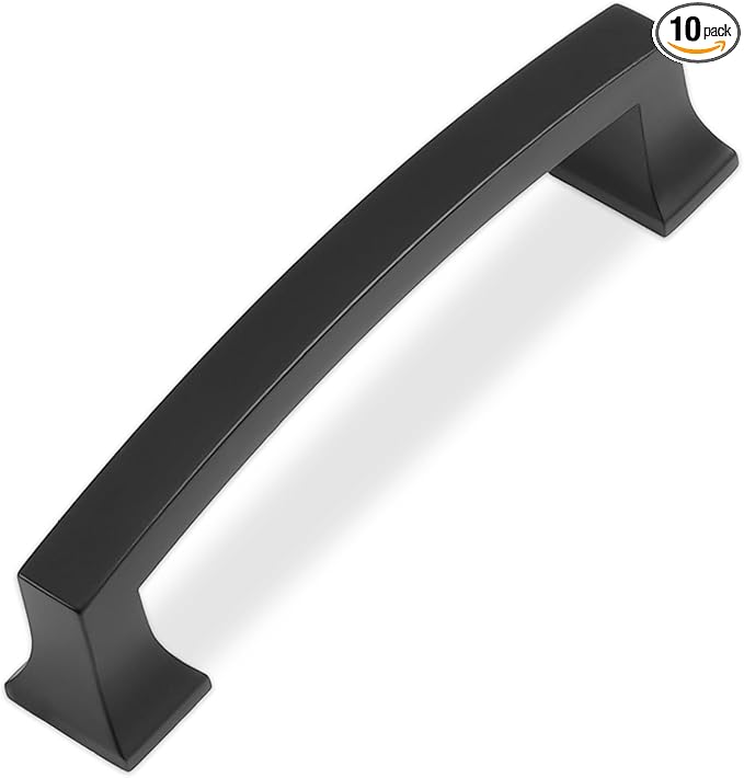 COTYKILEY 10 Pack 4 Inch(102mm) Matte Black Cabinet Handles Black Kitchen Cabinet Pulls Cabinet Door Handles Kitchen Cabinet Hardware Cupboard Drawer Pulls Dresser Handles