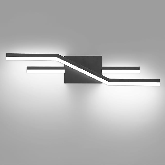 SOLFART Bathroom Light Fixtures Matte Black Dimmable LED Bathroom Vanity Lights Over Mirror 24 Inch Modern Wall Lights