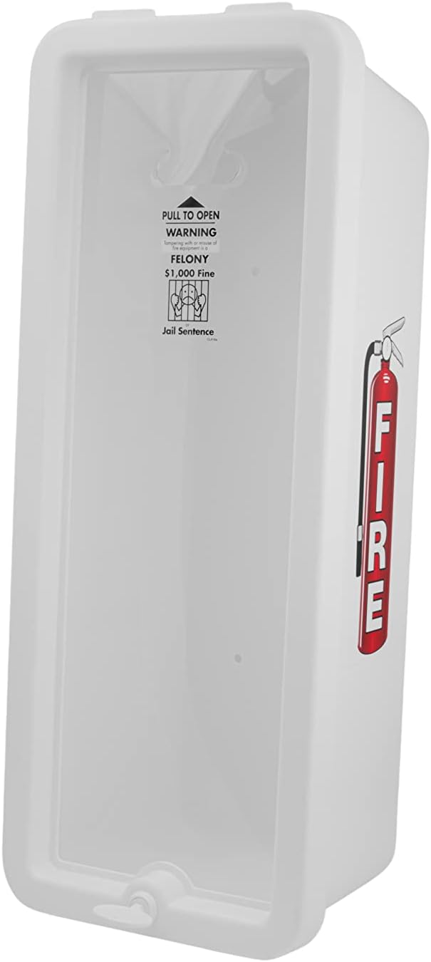 Fire Extinguisher Cabinet Fire Extinguisher Box Outdoor Fire Cabinet Mounted Fire Extinguisher Cabinet Fire Extinguisher Cover (White with Pull-Panel, Rx350, Plastic, 5 Pounds, 1, AKA1)