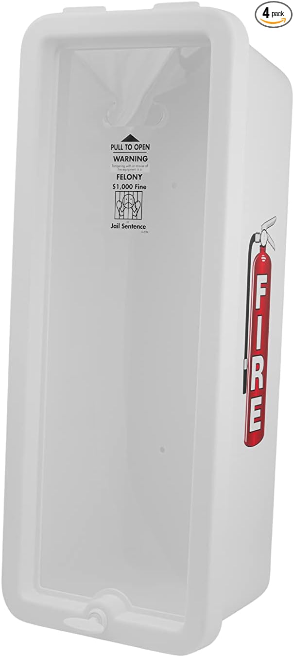 Fire Extinguisher Cabinet Fire Extinguisher Box Outdoor Fire Cabinet Mounted Fire Extinguisher Cabinet Fire Extinguisher Cover (White with Pull-Panel, Rx350, Plastic, 5 Pounds, 4, AKA1)