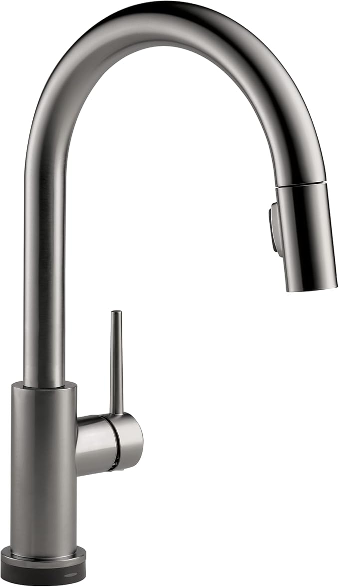 Delta Faucet Trinsic VoiceIQ Touchless Kitchen Faucet with Pull Down Sprayer, Smart Faucet, Alexa and Google Assistant Voice Activated, Kitchen Sink Faucet, Black Stainless 9159TV-KS-DST
