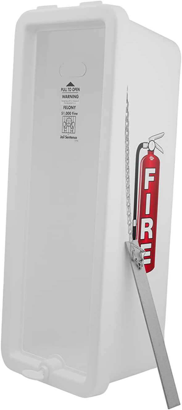 PRO&Family Fire Extinguisher Cabinet Fire Extinguisher Box Outdoor Fire Cabinet Mounted Fire Extinguisher Cabinet Fire Extinguisher Cover (1, White with Breaker Bar Attachment, 20 lb)