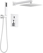 Lava Odoro Modern 2-Setting Square Shower System with Rain Shower Head and Handheld Spray Chrome, Rainfall Shower Faucet Set Chrome, Shower Valve and Trim Kit, Polished Chrome SF103-C