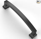 Asidrama 20 Pack 5 Inch(128mm) Hole Centers Kitchen Cabinet Handles, Matte Black Cabinet Pulls Kitchen Cabinet Hardware for Cupboard Drawer Pulls
