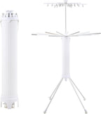 4-Legged Clothes Drying Rack Foldable,2 Tier Portable and Collapsible Space Saving Laundry Drying Rack with 4 Pulleys,Aluminum Dry Rack for Clothes