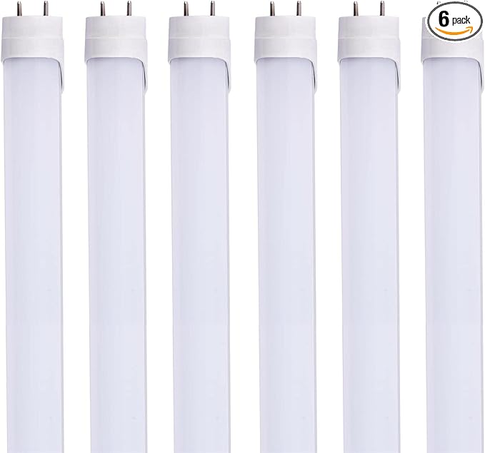 6pcs 3FT 15W T8 Tube Light White Daylight 6000k T8 LED Bulbs Shop Lights Ballast Bypass G13 Base 3 Foot Milky Cover Fluorescent Tube lamp Replacement AC100-277V(3ft 15w, 6 Pack)