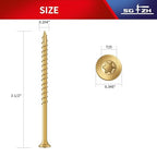 #10 x 3-1/2" Deck Screws (51Pcs) 1lb. Exterior Wood Screws. Carbon Steel, Tan, Flat Head, Rust Resistant epoxy Coated, with T25 Star Bit