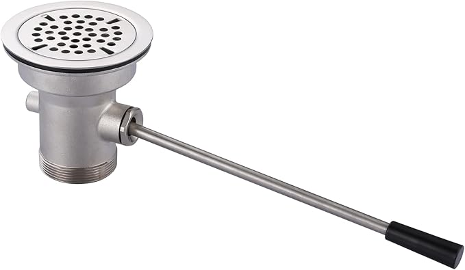 Commercial Sink Drain: 3-1/2" Sink Opening Waste Drain Valve - Brass Commercial Kitchen Sink Drain With Lever Handle - Prevents Sink Clogged Overflow For Commercial Restaurant Multi-Basin Sink
