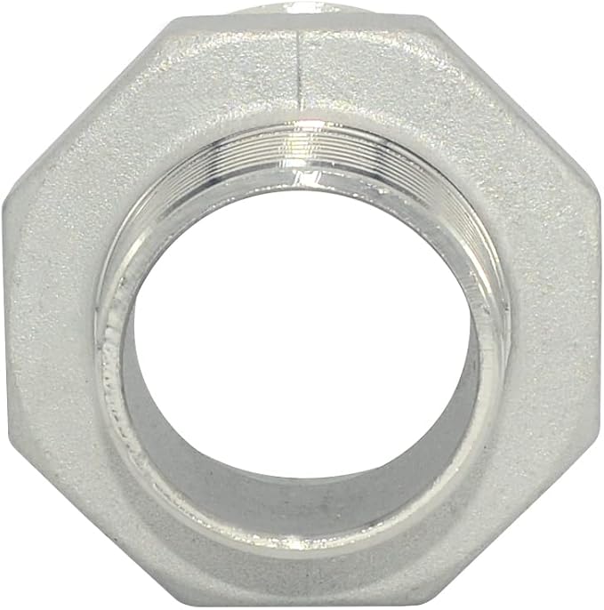 2" Male NPT to 1-1/4" Female NPT Female Reducing/Reducer Bushing Pipe Fitting,Adapter,Stainless Steel SS 304 Hex Bushing
