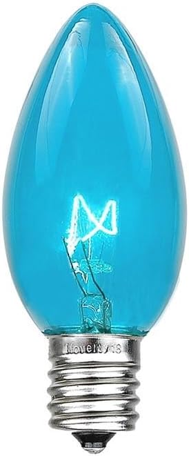Novelty Lights Christmas Replacement Bulbs - Outdoor Individual Bulbs for Events, Holiday Parties, Patios, and More - C7/E12 Candelabra Base, 5 Watt Lights (Teal, 25 Pack)