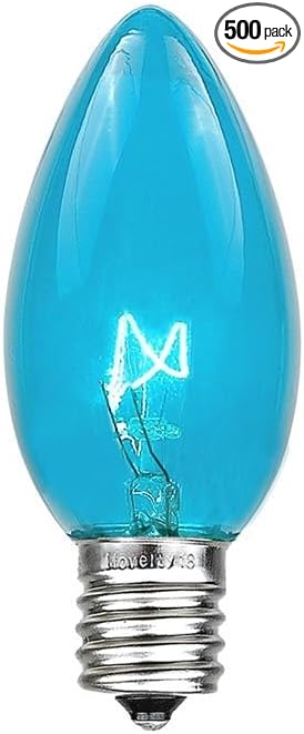 Novelty Lights 500 Case C7 Outdoor Christmas Replacement Bulbs, Teal, C7/E12 Candelabra Base, 5 Watt, 500 Bulbs