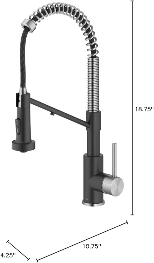 KRAUS Bolden 2-in-1 Commercial Style Pull Down Single Handle Water Filter Kitchen Faucet for Reverse Osmosis or Water Filtration System in Spot-Free Stainless Steel/Matte Black, KFF-1610SFSMB