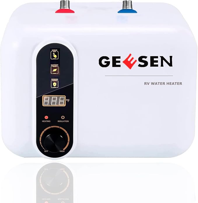 Electric Hot Water Heater 120/240V Small Compact Tank Storage,Rv Tr 3.5 Gallon Trailer 1.5KW Kitchen Instant Under Sink Counter Cupboard, RV 1 PCs 16” Long 1/2”FIP Stainless Steel Water Hose