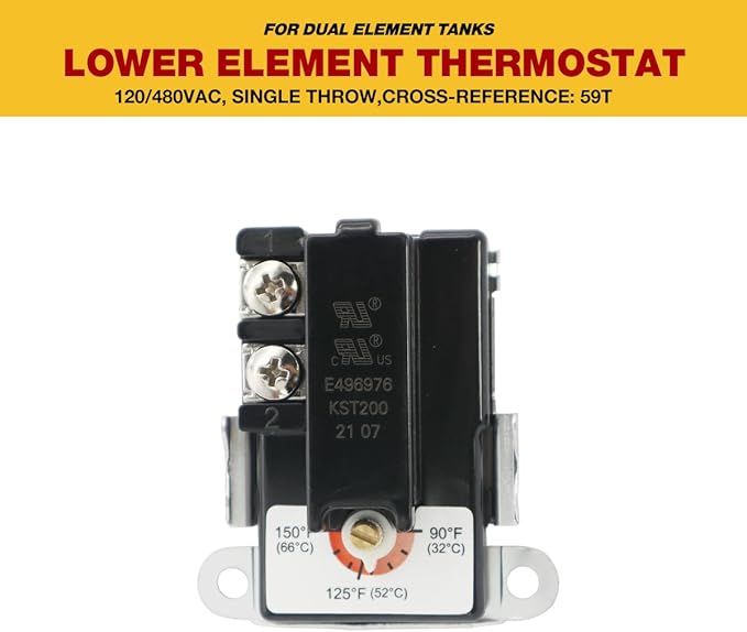 Electric Water Heater Thermostat,Include 1x KST203 Upper Thermostat & 1x KST200 Lower Thermostat,UL Certification,Compatible With Most Electric Water Heaters