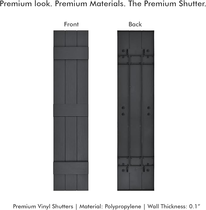 Board & Batten Vinyl Shutters (1 Pair) | 11"x67" (3-Board) - Cornerstone Grey | Exterior Window Shutters | Includes Mounting Hardware | Simple Installation | Made in USA