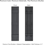 Board & Batten Vinyl Shutters (1 Pair) | 11"x67" (3-Board) - Cornerstone Grey | Exterior Window Shutters | Includes Mounting Hardware | Simple Installation | Made in USA