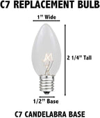 Novelty Lights Ceramic Christmas Replacement Bulbs - Outdoor Individual Bulbs for Events, Holiday Parties, Patios, and More - C7/E12 Candelabra Base, 5 Watt Lights (Blue, 25 Pack)