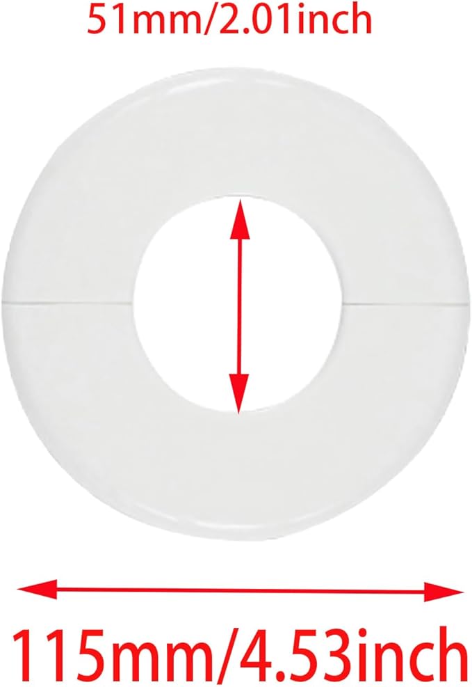 2 Pack Wall Split Flange ABS Round Escutcheon Plate for 2.0"/ 51mm Diameter Pipe Faucet Decoration Accessories (White)