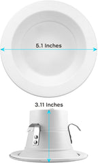 LUXRITE 4 Inch LED Recessed Can Lights, 14W=75W, 5 Color Options 2700K-5000K, 950 Lumens, Dimmable LED Retrofit Kit, Wet Rated, IC Rated, Recessed Ceiling Lights, Energy Star, ETL Listed (4 Pack)