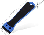 EHDIS 2pcs Plastic Razor Scraper 6-inch Long Handle Adhesive Remover Tool with 100 Double-Edge Blades for Window Tint Vinyl Scraper Decal Sticker Glue Remover (blue)