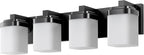 4-Light Black Bathroom Light Fixtures, Vanity Lights for Bathroom Mirror Lamp with Milky White Square Glass Shade, E26 Base Modern Wall Sconce Light Kitchen Light Fixtures Led Vanity