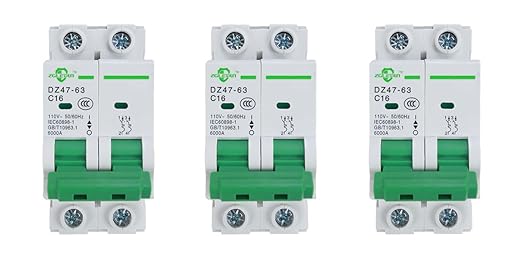 Miniature Circuit Breaker - 3 Pcs 110V/240V MCB DZ47-63 Mini Home Circuit Breaker 2 Pole 16A, AC Solar MCB