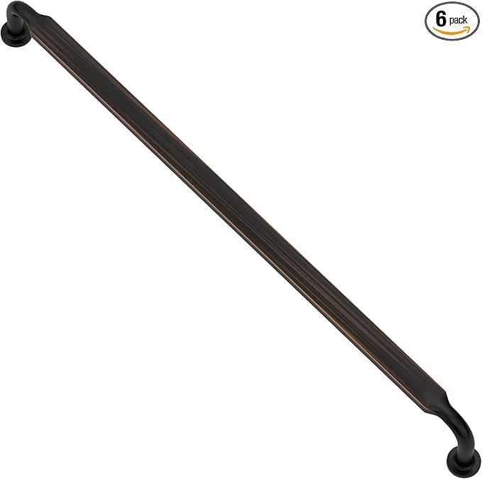 Alzassbg 6 Pack Matt Black Cabinet Handles, 11-1/3 Inch(288mm) Hole Centers Arch Modern Cabinet Pulls Kitchen Cabinets Hardware for Cabinets and Drawers AL3503MB