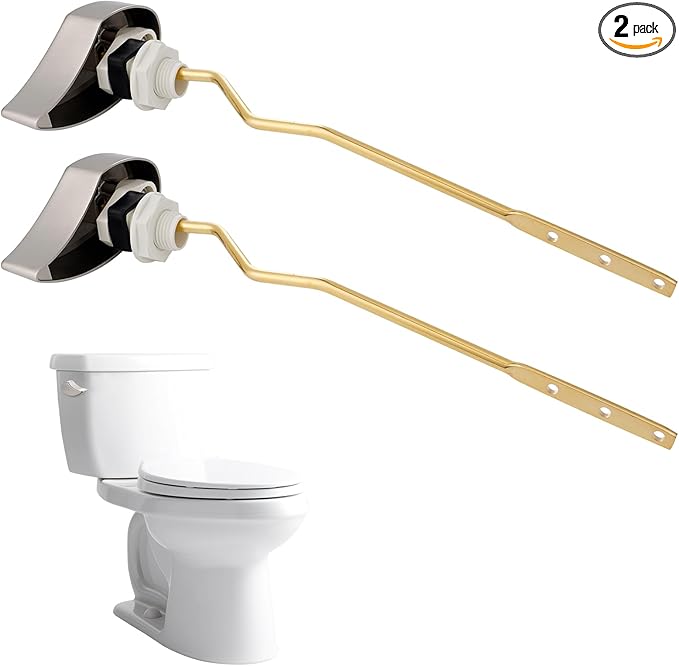 Hibbent 2 Pack Metal Toilet Handle Replacement, Compatible with TOTO THU068#CP Trip Lvr for St743S, Brass Handle Trip Lever, Side Mount Toilet Tank Flush Lever, Brushed Nickel