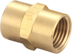 Brass Coupling 1/2 Inch NPT Female x 1/2 Inch NPT Female Hex Head Pipe Fitting, (Pack of 2), Compressor connector, fnpt to fnpt Coupler, Air Hose Adapter Brass Fittings, Thread 0.75" ID to 0.75" ID