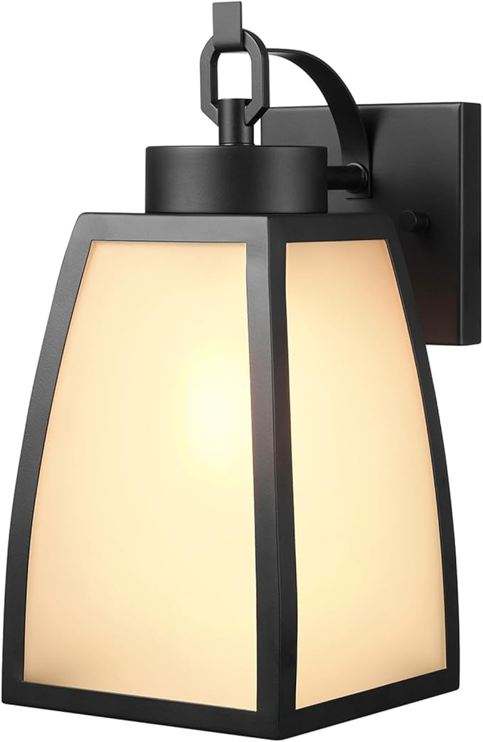 GLOBE Electric 60000166 1-Light Outdoor Wall Sconce, Matte Black, Frosted Glass