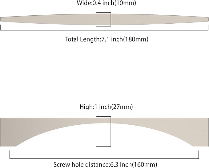 Asidrama 2030 10 Pack 6.3 Inch(160mm) Brushed Satin Nickel Kitchen Cabinet Handles, Vintage Retro Cabinet Pulls Kitchen Cabinet Hardware for Cupboard Drawer Pulls