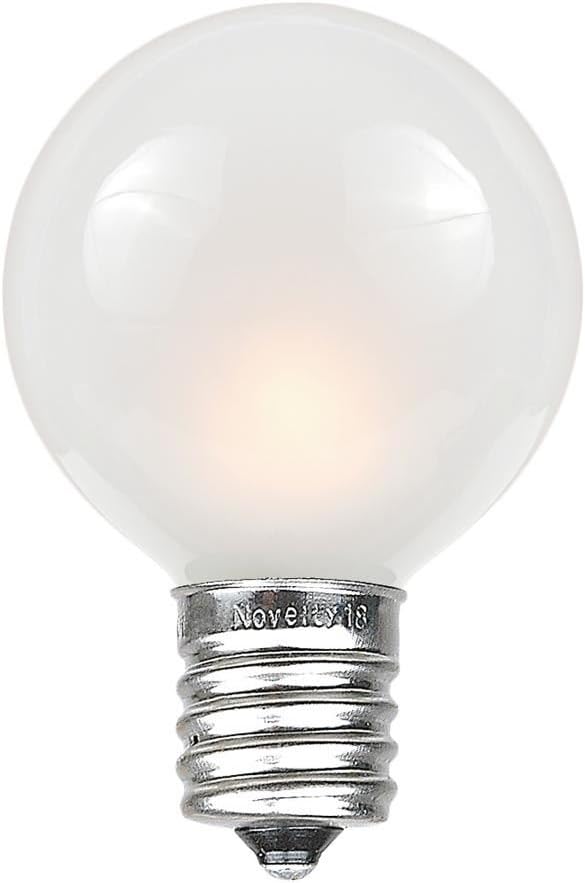 Novelty Lights Incandescent G50 Globe Replacement Bulbs - Outdoor Individual Bulbs for Events, Holiday Parties, Patios, and More - E17/C9 Intermediate Base, 7 Watt Lights (Frosted White, 25 Pack)