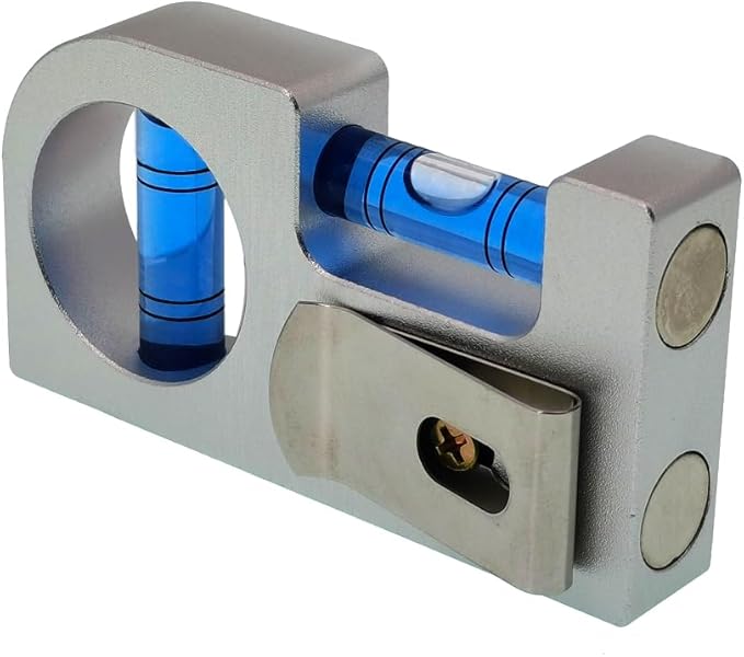 Solid aluminum alloy Mini level ruler portable mini level bubble meter with magnetic function TV stand installation (Silver Blue)