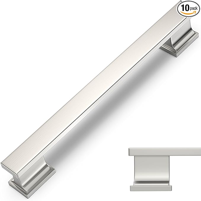 COTYKILEY 10 Pack 5 Inch(128mm) Brushed Satin Nickel Cabinet Handles Kitchen Cabinet Pulls Cabinet Door Handles Kitchen Cabinet Hardware Cupboard Drawer Pulls